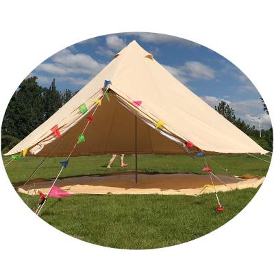 China Straight tie type 100% cotton canvas bell tent full mesh waterproof diameter 3m 4m 5m 6m 7m luxury camping bell tent for sale