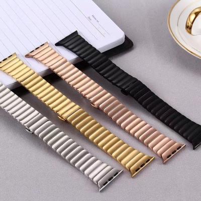 China Luxury Stainless Steel Arc Buckle Watchband For Apple Watch 38mm 40mm 42mm 44mm 45mm Replacement Smartwatch Band 01 for sale