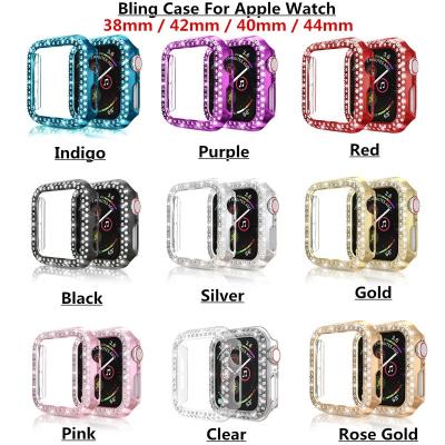 China Bling Diamond Design PC Smartwatch Case For Apple Watch 38mm 40mm 42mm 44mm Replacement Protectoe Watch Shockproof Cover 01 for sale