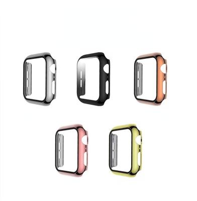 China Plating PC Case Tempered Glass Watch Case For Apple Watch 38mm 40mm 42mm 44mm Smartwatch Replacement Protector Cover 01 for sale