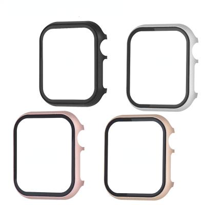 China Luxury Metal Case Aluminum Tempered Glass For Apple Watch Bumper Cover Shell Shockproof 38mm 40mm 42mm 44mm 41mm 45mm 01 for sale