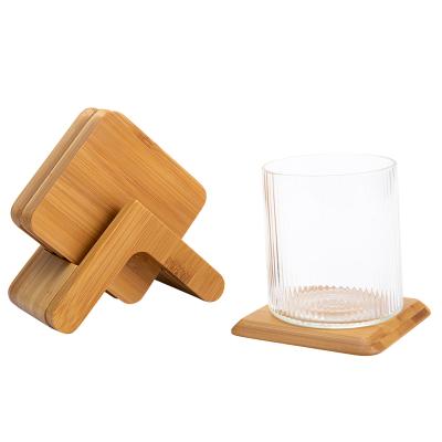 China Viable Cheap Wholesale Price Bamboo Drink Coffee Mug Coasters With Stand , Heat Insulation Coasters for sale