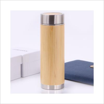 China PORTABLE 450ML and 500ML Double Wall Vacuum Stainless Steel Bamboo Thermos, Bamboo Mugs for Drinking Tea for sale