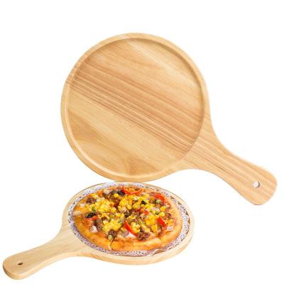 China Disposable Biodegradable Natural Log Pizza Skin Pizza Tray Board Dish With Handle for sale