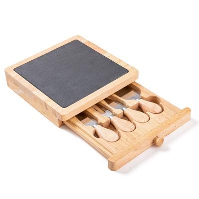 China ODM ODM OEM Natural Oak Cheese Private Label Wooden Panel Sustainable Bamboo Cheese Cutting Board and Knife Set for sale