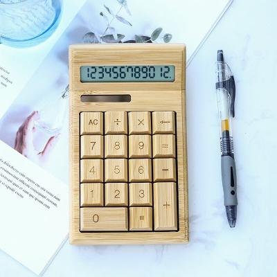 China Eco-friendly Wooden Calculator 12 Digits Desktop Natural Bamboo Calculator General Purpose Calculator for sale