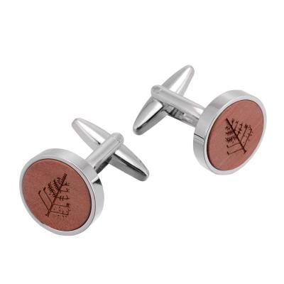 China Wooden Wedding Brass Mens Cufflinks Souvenirs With Pattern for sale