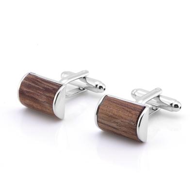 China Eco-friendly Mens Brass Shirt Black Walnut Wood Cufflinks For Customized Customized for sale