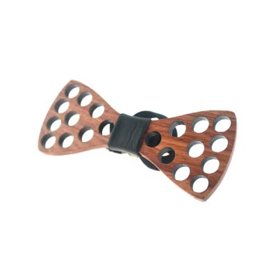 China Custom fashion logo honeycomb shape handcrafted wooden bow tie with wholesale price for sale