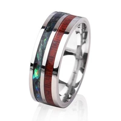 China Europe fashion jewelry laser logo custom men's wood ring in stock for sale