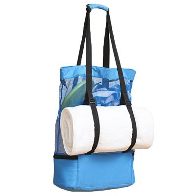 China Mesh Beach Bags and Washable Lightweight Totes with Box Cooler for Women Summer Vacation for sale