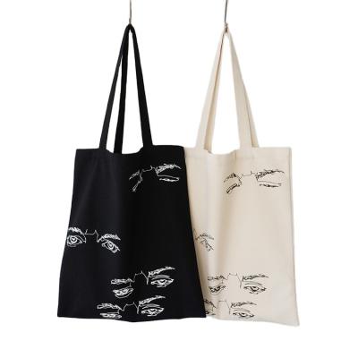 China High Quality Cotton Canvas Reusable Tote Bag Black Color Digital Printing for sale