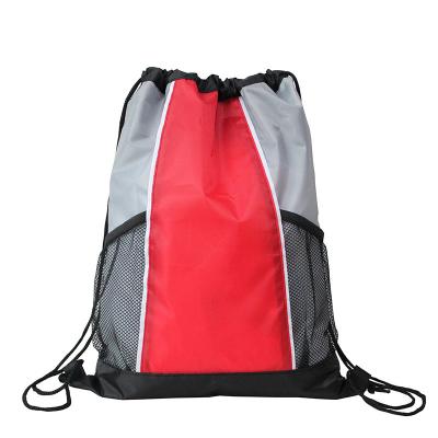 China Lightweight Polyester Gym Bag Drawstring Water Resistant Custom Logo Printed for sale