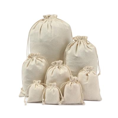 China The reusable natural cotton packaging of packaging...etc. gift bags organic drawstring muslin for storage and gift for sale