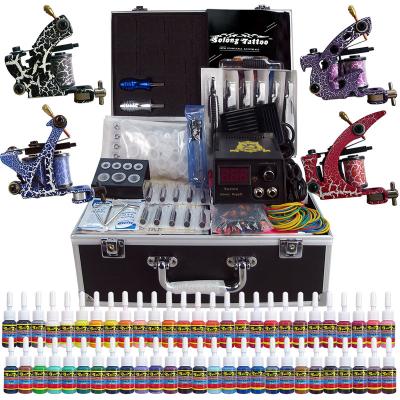 China Body Art Solong 4 Tattoo Machines With Full 54 Tattoo Inks Tattoo Kit for sale