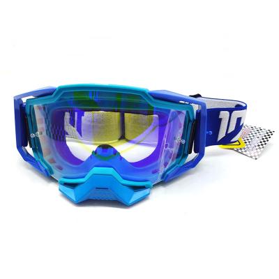 China Outdoor cross-country motorcycle anti-ultraviolet anti-sandstorm light blue glass off-road anti-attack sports helmet goggles helmet glasses for sale