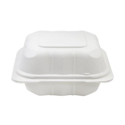 China Biodegrada Disposable Square Disposable Packing Container Rectangle Quick Takeout Food Box Paper Containers in 6*6inch for sale