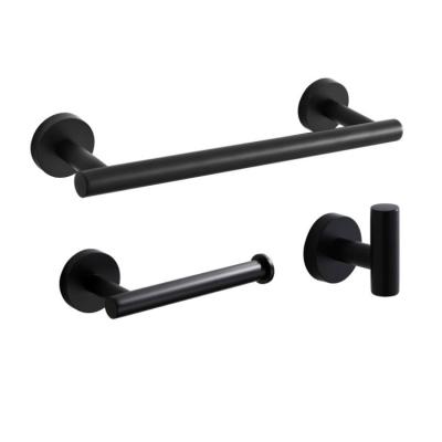 China 2021 Hot Selling Amazon Stocked Black Hardware Set Stainless Steel Bathroom Towel Rack Wall Mounted Towel Rack Set for sale