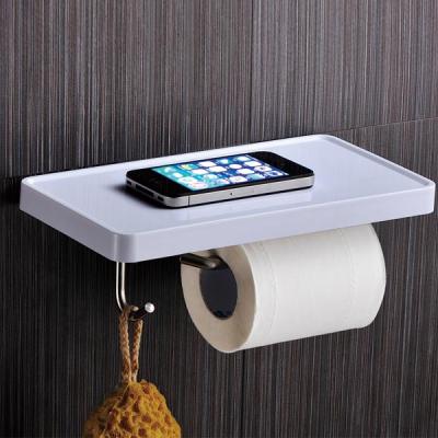 China Modern Funny Wall Mounted ABS Plastic Toilet Paper Holder With Shelf And Hooks for sale