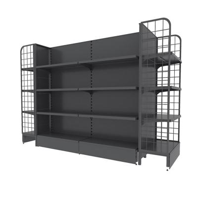 China Single Sided Steel Grocery Racks Single And Double Sides Supermarket Wall Display Shelves for sale