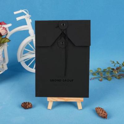 China Romantic Envelopes Paper A4 A5 A6 A7 Eco Friendly Black Twine And Button Paper Gift Wrapping Envelope Products Customized With Logo for sale