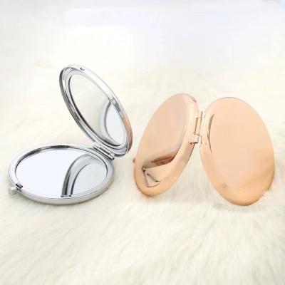 China Custom Portable Double Sided Metal Double Sided Silver Gold Rose Gold Makeup Round Small Pocket Compact Mirrors With Logo for sale