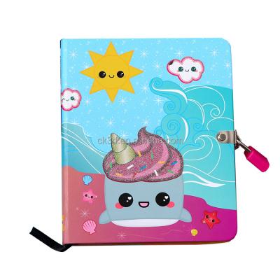 China Hardcover Book Stationery Diary Notebook with Lock and Key for Kids Wholesale Creative Color Pages Password Notebook for sale