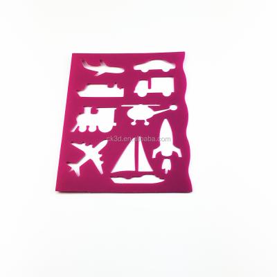 China Promotional Pink Color Kids Art Painting PP Stencil Transport Plastic Drawing Template for sale