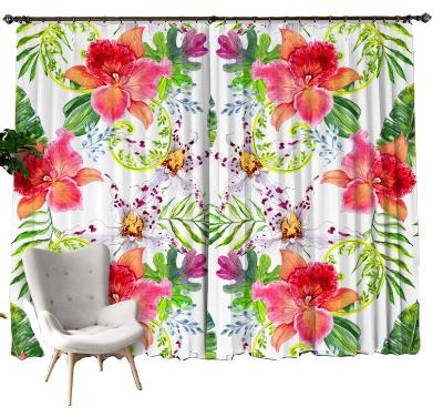 China Wholesaler Insulated Custom Design Floral Curtains Fabric 3D Digital Printing For Living Room for sale