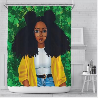 China Amazon African Women Girl Shower Curtain Liner, Hot Selling Black Bathroom Shower Curtains And Cover Insulated, Bathrooms Set Curtain for sale