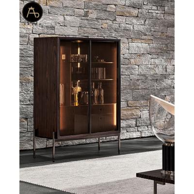 China Other Home Italian Furniture Modern Design Living Room Solid Wood Wine Cabinet for sale