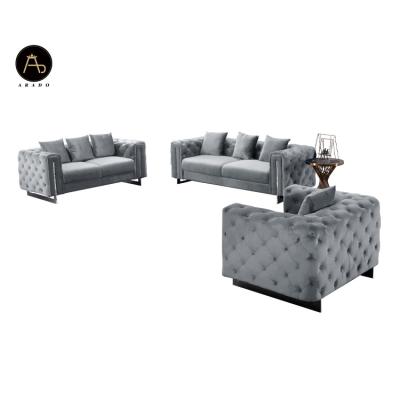 China Customized Modern Chesterfield Sofas 3 Latest Designs Luxury Living Room Furniture Velvet 2 Color Sofa 2 1 for sale