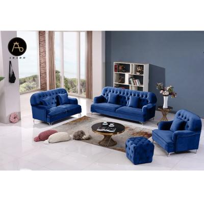 China Customized Color 2021 Most Popular Cheap Living Room Home Furniture Velvet Chesterfield 3 Seater Sofa for sale