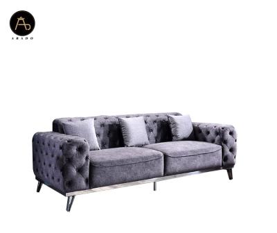 China Customized Chesterfield Sofa Set Stainless Steel Italian Furniture Luxury Home Living Room Modular Fashionable Color View Comfort Living Room for sale