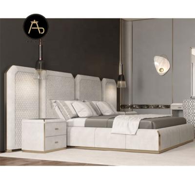 China Customization Factory Leather Bed Set Italian Style Modern High End Fashion Furniture King Size Home Furniture Luxury GENUINE Leather Arado Leather for sale