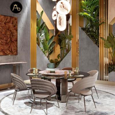 China Customization Factory Design Luxury Italian Nordic Marble Dining Table Set 6 Dining Chairs for sale