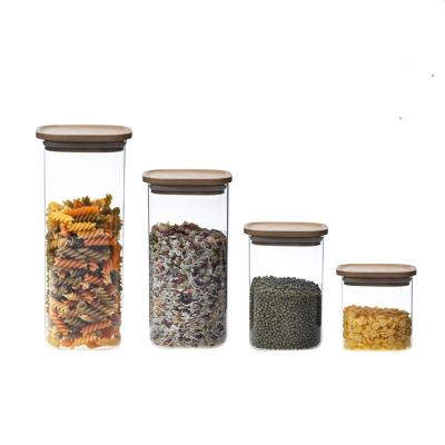 China Viable Wholesale OEM BPA Free Square And Bulk Borosilicate Glass Round Jars For Kitchen Storage for sale