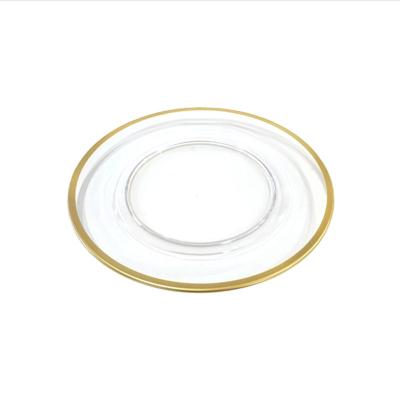 China Sustainable Handmade Plate Gold Thin Layer Grainy Clear Ice With Rim Gold Promotion for sale