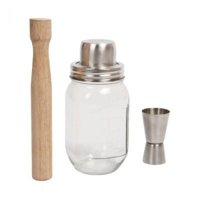 China Cheap Unique Viable Mason Jar Transparent Glass Cocktail Shaker Wholesale for sale