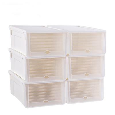 China Viable New Product Plastic Foldable Stackable Shoe Storage Box for sale