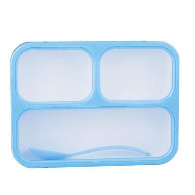 China Microwavable Fresh-keeping Lunch Box Suitable for Children's Plastic Grid 3 Compartment 4 Compartment Picnic Fruit Storage Box for sale