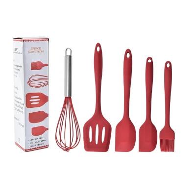 China High Quality Viable Silicone Kitchenware Set Non-Stick 5 Pieces Brush Silicone Oil Scraper Shovel Beater Eggs Cooking Kitchen Utensil Set for sale