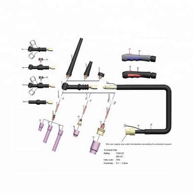 China HMT WP-9 0.5-2.4mm Air Cooled TIG Torches Complete Blowtorch for sale