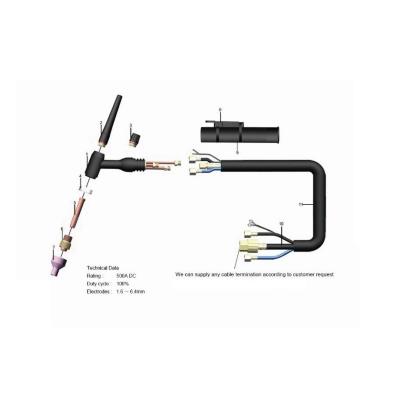 China HMT WP-12 Complete Welding Water Cooled Gun TIG 1.6-6.4mm for sale