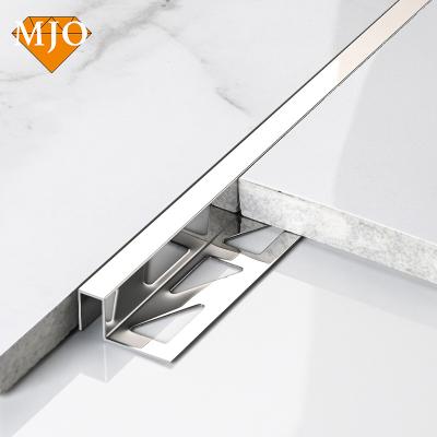 China Foshan MJO Factory Price Contemporary Stainless Steel Tile Trim Tile Edging Profiles For Floor Or Wall Edges Decoration 304 Tile Accessories for sale