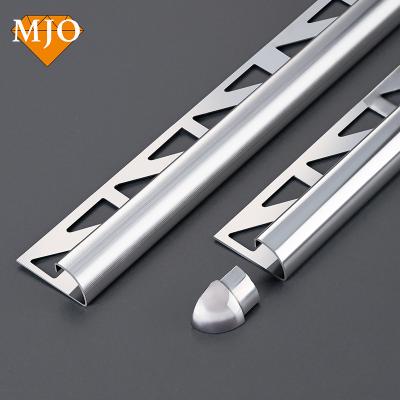 China MJO Contemporary Decorative Profiles R Form Metal Tile Trim For Building Wall Edges Decoration 304 Grade Stainless Steel Tile Trim for sale