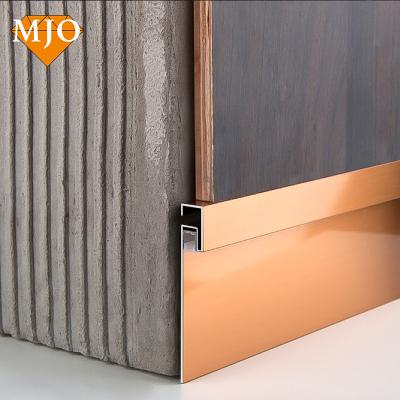 China Foshan Manufacturer MJO Modern Skirting Stainless Steel LED Profiles Skirting Board For Floor Decoration 304/316 Metal Tile Trim for sale