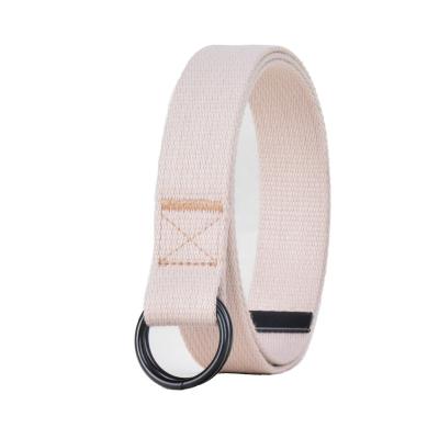 China Canvas fabric patch and 1.18in rainbow color customized canvas belt with double D-ring for sale