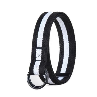 China Canvas Fabric Yoga Strap Web D Ring Belt Silver Buckle Military Style For Men And Women for sale