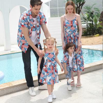 China QUICK DRY Happy 4th Of July Print Dad Son T-shirt Family Look Mommy And Me Father Kids Matching Outfits Dresses Mother for sale